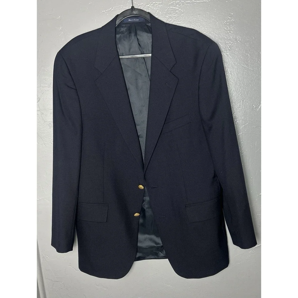 navy blue RALPH LAUREN‎ CHAPS gold buttons blazer suit jacket sport coat 42 R